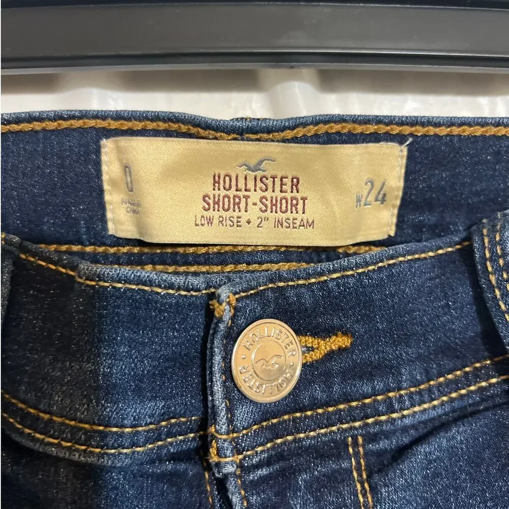 Hollister Low Rise Denim Shorts Size 0 Distressed Cut Off 2” Inseam - Picture 2 of 8